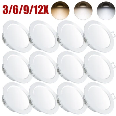12x LED Einbaustrahler Dimmbar Einbauleuchten Flach Decken Einbau Spot Set 230V - Bild 1 von 4
