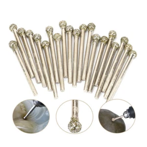 0.5mm-12mm Ball Round Rotary Diamond Burr Drill Bit Grinding Carving 40 Grit - Picture 1 of 8