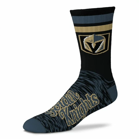 NEW! Vegas Golden Knights Black Script NHL Mens Large Crew Socks Fits 10-13 Cover