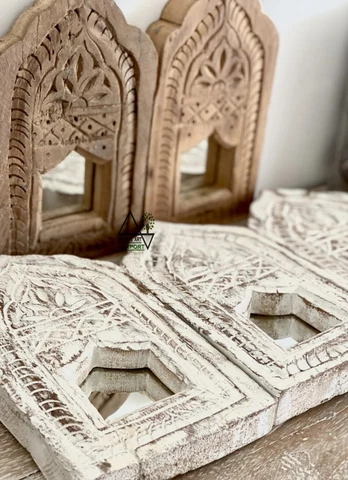 Home Decor Temple Mirror Old Indian Reclaimed Antique Hand Carved Mirror Item Cover