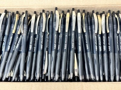 50 Bic Atlantis Retractable Ballpoint Pen BLACK Medium 1mm NEW Atlantis Pens - Image 1 of 4