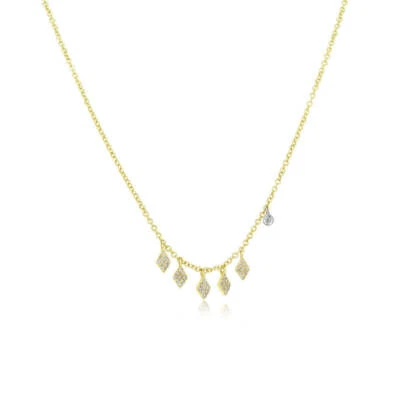 14K Yellow Gold Necklace with Diamond Shaped Charms and Diamond Bezel Meira T - Image 1 of 4