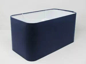 Pantalla de lámpara azul marino algodón color rectangular redondeado tono claro - Imagen 1 de 11