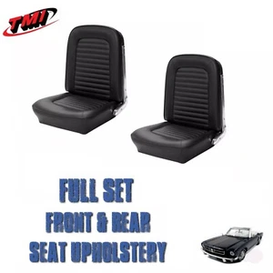 Front and Rear Seat Covers Black Vinyl Made in USA 1964-1965 Mustang Convertible - Imagen 1 de 12