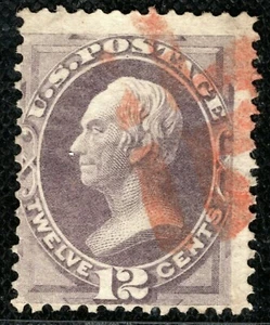 USA Stamp Scott.151 12c Dull Violet CLAY (1870) Used RED CANCEL c$220+ BLACK131 - Picture 1 of 6
