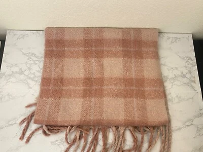 Cachecol Steve Madden extra grande xadrez de pêssego adulto franja macia N1 - Imagem 1 de 4