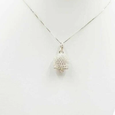 COLLANA CAMPANELLA FULL ZIRCONATA BIANCO IN ARGENTO 925 RODIATO IN ORO 18KT - Immagine 1 di 3