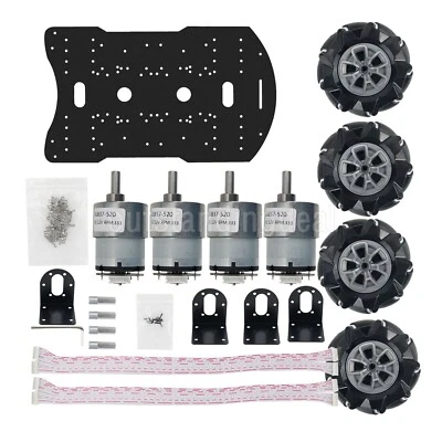 Unfinished 4WD Mecanum Robot Car Smart Car Chassis Kit w/ 97mm Omni Wheels os67 - Image 1 of 4