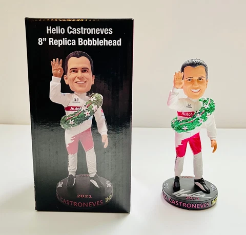 Helio Castroneves SIGNED 2021 4X Indy 500 Champion Limited Edition Bobblehead Cover