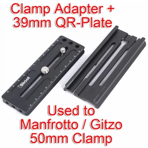 Clamp Adapter+Arca-Swiss Fit Quick Release Plate for Manfrotto Gitzo Tripod Head - Picture 1 of 12