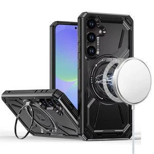 For Samsung A36/A56 Case Magnetic Circle Metal Stand Shockproof + Tempered Glass - Picture 1 of 15