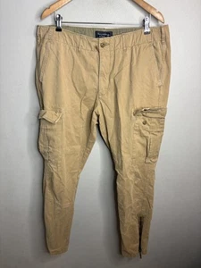 Abercrombie & Fitch Hose Herren 36x32 hellbraun Cargo rostfarben sportlich schmale Taschen Reißverschluss - Bild 1 von 8