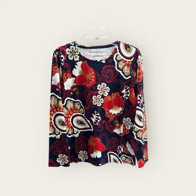 Camiseta Talbots Paisley Floral Manga Longa Gola Redonda Extra Grande Extra Grande Nova - Imagem 1 de 2