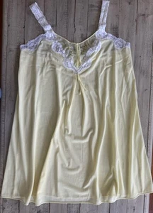 VTG 60s Sears Yellow Chiffon Nylon Sheer Babydoll Nightgown Lace Trim EUC Large - Picture 1 of 7