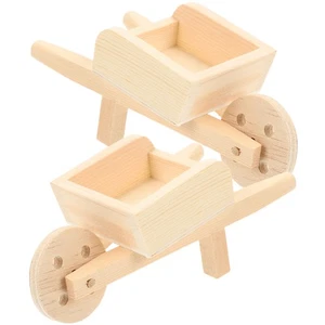 2 Pcs Home Decoration Model Miniature Wheelbarrow for Crafts Cart Barrows Toy - Imagen 1 de 12
