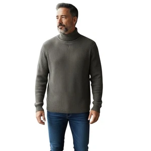 New-$189 Club Room Mens 100% Cashmere Turtleneck Sweater 2XL Charcoal - Picture 1 of 3