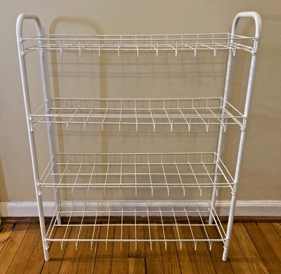 Organizador de zapatos de alambre de acero blanco de 4 niveles, tiene capacidad para 12 pares de zapatos Foto 1 de 4