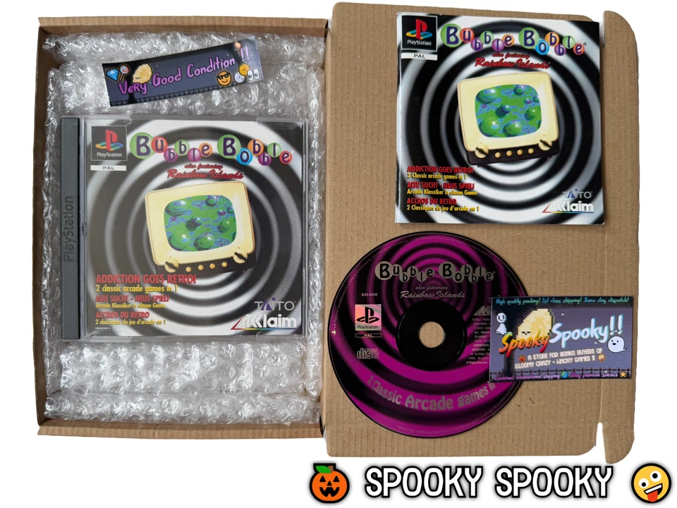Bubble Bobble anche con Rainbow Islands PS1 Black Label - UK PAL OTTIME CONDIZIONI CIB - Immagine 1 di 4