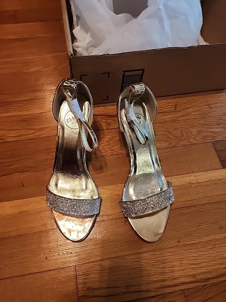 Essex Glam Women's Ankle Strap Sparkle Silver Heels Size 5 - Image 1 of 4