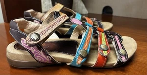 Spring Step Leather Multicolored Strappy Colorful Woman’s Sandals Size 8 CUTE! - Picture 1 of 12