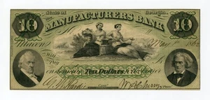 1862 $10 The Manufacturers Bank - Macon, GEORGIA Note - Picture 1 of 2