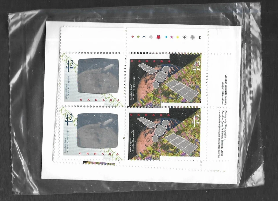 pk03311:Stamps-Canada PO Pack #1442a Canada in Space 42 cent Plate Block Set-MNH - Image 1 of 1