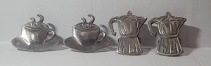 VTG Napkin Rings, Lot of 4, Metal DII India 1997, 2 Coffee Mugs, 2 Moka Pots - Picture 1 of 7