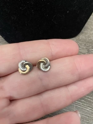 Pandora 14K Gold & Sterling Silver Love Knot Earrings 925 ALE 585 - Image 1 of 3