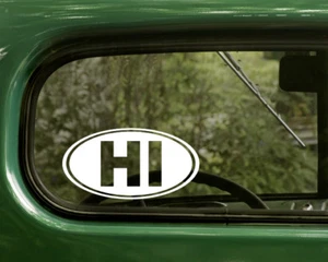 HI HAWAII AUFKLEBER 2 ovale Aufkleber für Auto LKW Laptop Fenster Stoßstange - Bild 1 von 1