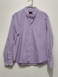 Untuckit Button Down Shirt Long Sleeve Purple And White Plaid Men’s Size Medium - Picture 1 of 6
