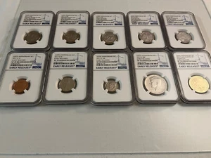 2017-S 225TH ANNIVERSITY 10-COIN SET EARLY RELEASE NGC SP70 E.F. "BLUE LABEL" - Picture 1 of 4