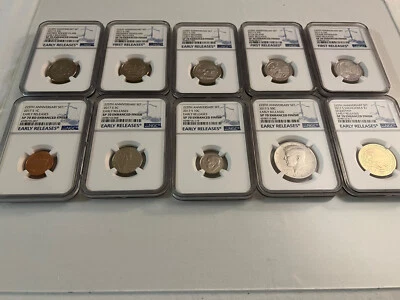2017-S 225TH ANNIVERSITY 10-COIN SET EARLY RELEASE NGC SP70 E.F. "BLUE LABEL" - Image 1 of 4