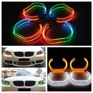 RGB LED Dynamic Angel Eyes For BMW E46 E90 E36 E92 F30 DTM Style Headlight DRL - Picture 1 of 15