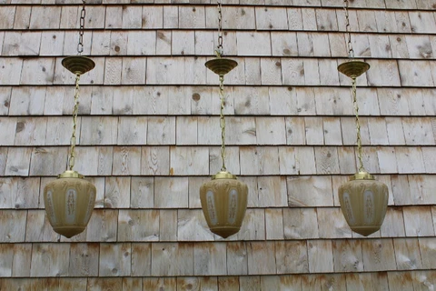 Antique Nice Set 3 Art Deco/ Nouveau Ceiling Light Fixture Pendant Glass Shade Cover