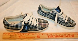 Tenis Polo Ralph Lauren Giles Madras azul superior a cuadros para hombre talla 5D - Imagen 1 de 6