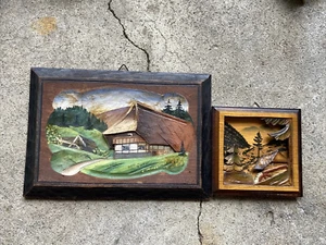 MCM De colección Rústico Alemán Madera Diorama Colgante de Pared Tallado a Mano Selva Negra - Imagen 1 de 12
