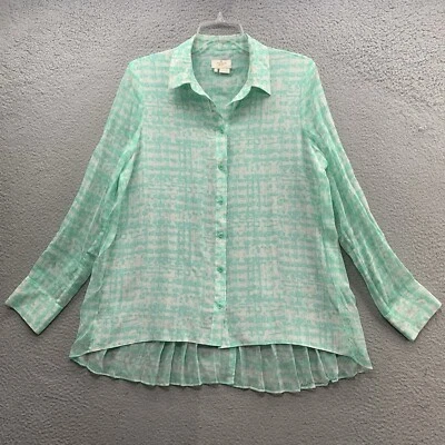 Рубашка Kate Spade 100% шелк с длинным рукавом на пуговицах топ бирюзовый синий абстрактный размер M - Изображение 1 из 4