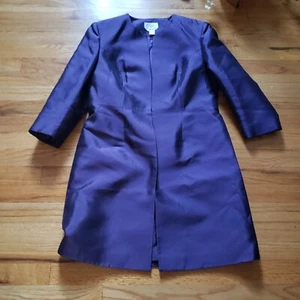 Talbots Crepe Topper Purple Silk Pants Suit Sz 8 Long Sleeve Jacket - Picture 1 of 13