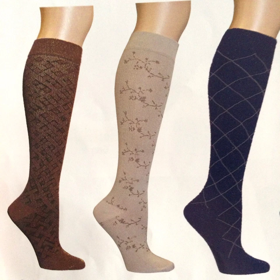 Calcetines para mujer Dr. Motion de compresión suave 8-15 mmHg hasta la rodilla, 2 pares Foto 1 de 1