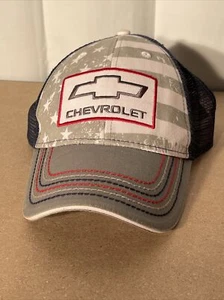 Chevrolet Trucker Hat•American Flag Background•Red/White/Blue Stitching•Chevy• - Picture 1 of 6