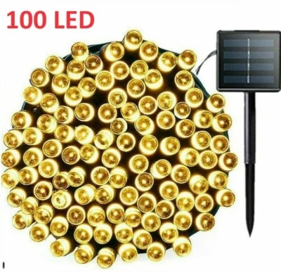 Cadena de luces LED solares 40 pies blanco cálido 8 modos encendido/apagado automático decoraciones navideñas Foto 1 de 4