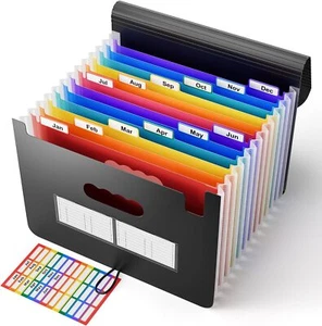 12 Pockets Expanding File Organizer with Colorful Tabs for Home Office - Picture 1 of 6