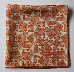 Esme Winter Silk Pocket Square. Hand rolled border - Picture 1 of 2