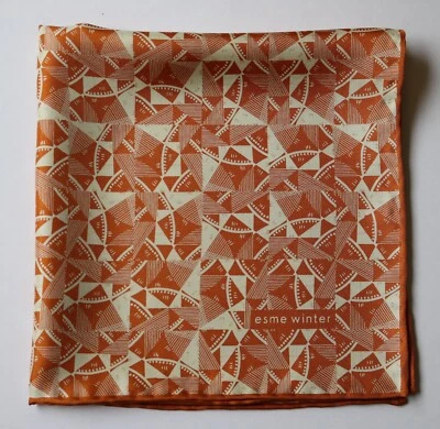 Esme Winter Silk Pocket Square. Hand rolled border - Image 1 of 2