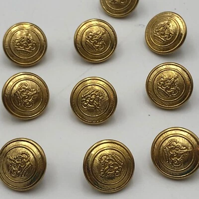 10 SHIRT JACKET BLAZER Royal Navy CROWN Brass Buttons Gold Tone Small 1/2" - Image 1 of 4