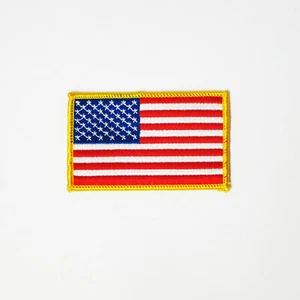 WLE USA Flag Patch - Red White Blue with Gold Border - Embroidery Style - Cotton - Picture 1 of 1