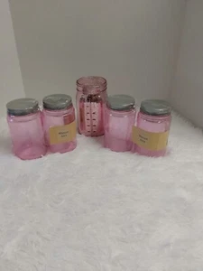 Pink Mason Jars, Lot X2, Set Of 2 Pint Jars W/lids & (1) Quart Pink Glittery Jar - Picture 1 of 7