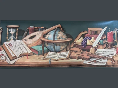 Papel Pintado Shelbourne 5 yardas Border Study Dark Academia Renacimiento Italiano Foto 1 de 4