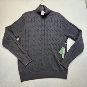 Paisley Gray Mens Sweater Large Black Turtleneck Slim Fit Raised Knit Design New - Picture 1 of 11