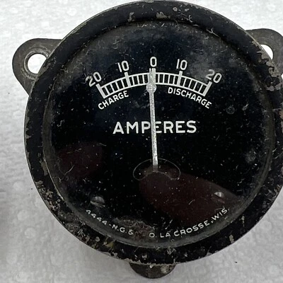 Antique Vtg National Gauge & Equipment Co Amperes Amp Meter Auto Hot Rod 4444 - Image 1 of 4